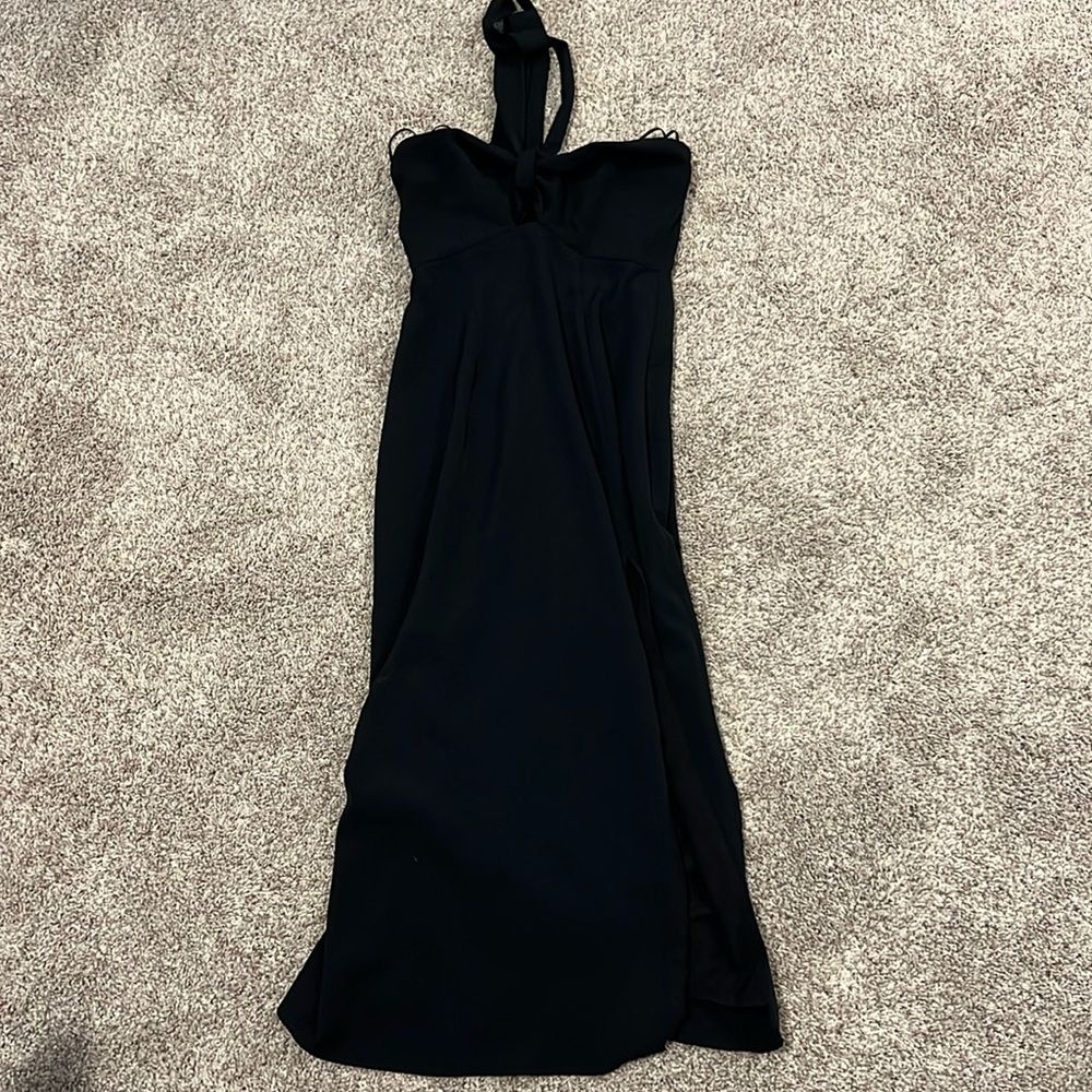 Black Halter Neck Midi Dress